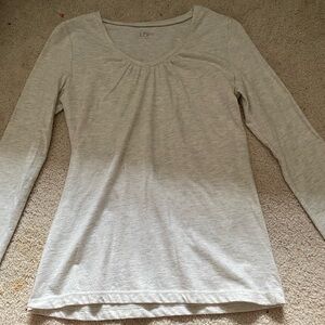 LOFT Cream Fitted Long Sleeve T-Shirt